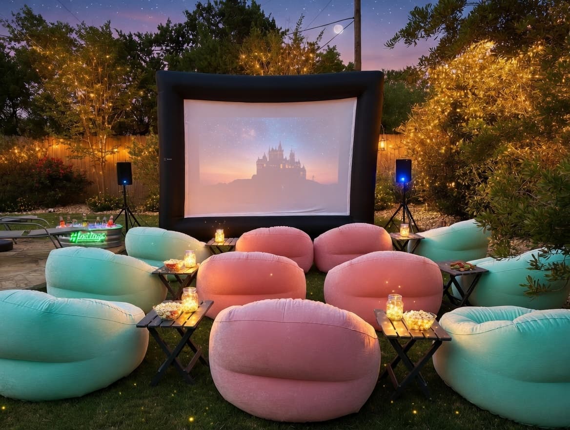 Outdoor movie setup 6 in Dripping Springs